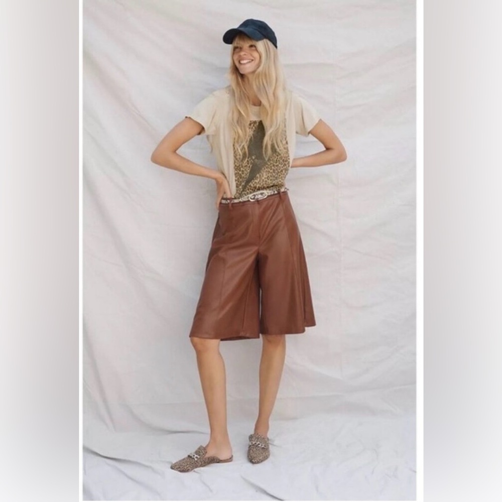 Anthropologie Davina Faux Leather Culottes